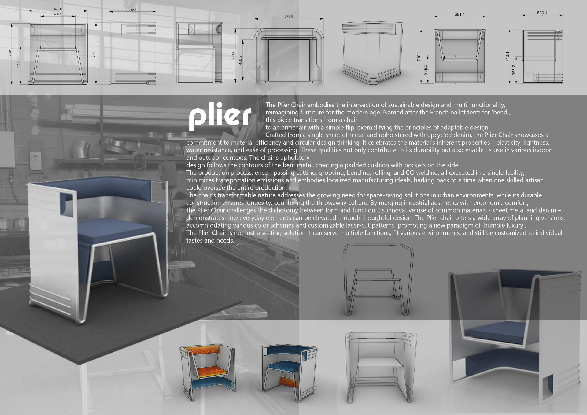 Plier chair dimensional development sheet