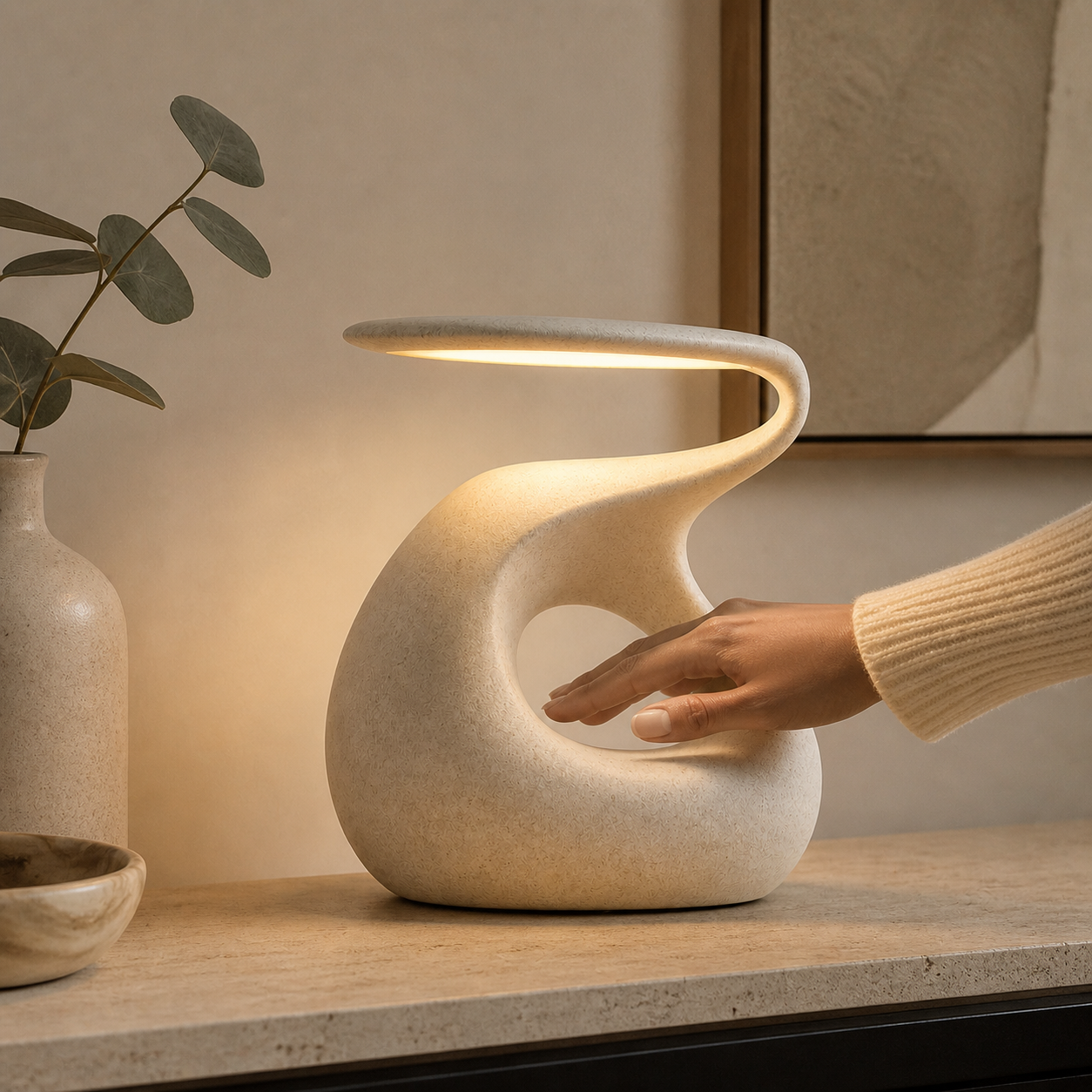 Hand interacting with the Veyra light